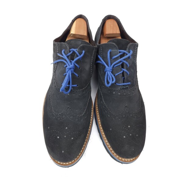 Bruno Magli Mens Black Suede Brogue Wingtip Oxfords Blue Accents Size US 12 M main image 4